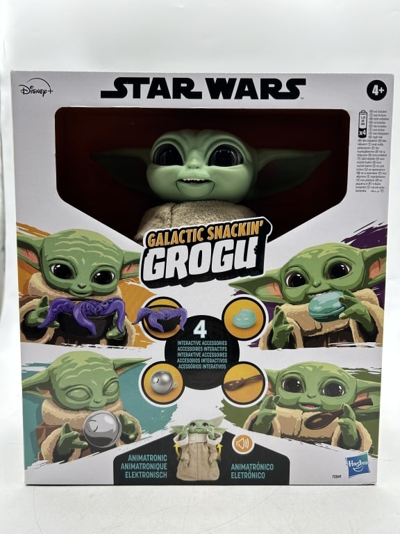 STAR WARS GALACTIC SNACKIN' GROGU ANIMATRONIC TOY: For ALTERNATE shipping quote or LOCAL PICK-UP DETAILS, please visit dejavuauctionshipping.com STAR WARS GALACTIC SNACKIN’ GROGU ANIMATRONIC INTERACTIVE FIGURE Official Star Wars Galactic Snackin’