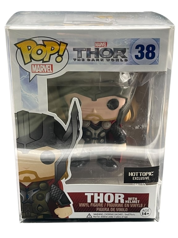 FUNKO POP! MARVEL THOR THE DARK WORLD #38: For ALTERNATE shipping quote or LOCAL PICK-UP DETAILS, please visit dejavuauctionshipping.comFUNKO POP! MARVEL THOR THE DARK WORLD #38 HOT TOPIC EXCLUSIVE VINYL FIGURE WITH HELMETOfficial **Funko