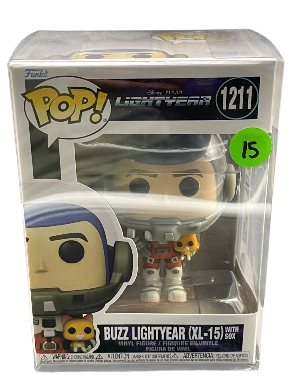 FUNKO POP! DISNEY PIXAR LIGHTYEAR XL-15 WITH SOX #: For ALTERNATE shipping quote or LOCAL PICK-UP DETAILS, please visit dejavuauctionshipping.comFUNKO POP! DISNEY PIXAR LIGHTYEAR BUZZ LIGHTYEAR XL-15 WITH SOX VINYL FIGURE #1211Official **Funko Pop!