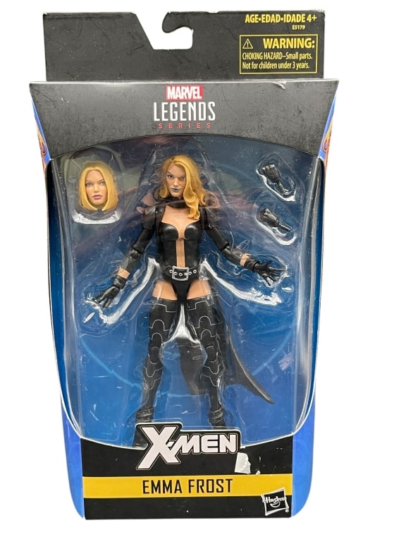 MARVEL LEGENDS X-MEN EMMA FROST ACTION FIGURE: For ALTERNATE shipping quote or LOCAL PICK-UP DETAILS, please visit dejavuauctionshipping.comMARVEL LEGENDS SERIES X-MEN EMMA FROST WHITE QUEEN ACTION FIGURE WITH ALTERNATE HEADHighly detailed