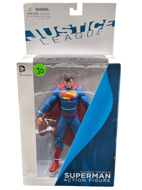 DC COMICS JUSTICE LEAGUE SUPERMAN ACTION FIGURE: For ALTERNATE shipping quote or LOCAL PICK-UP DETAILS, please visit dejavuauctionshipping.com DC COLLECTIBLES JUSTICE LEAGUE SUPERMAN ACTION FIGURE THE NEW 52 SERIES Highly detailed DC Collectibles ac