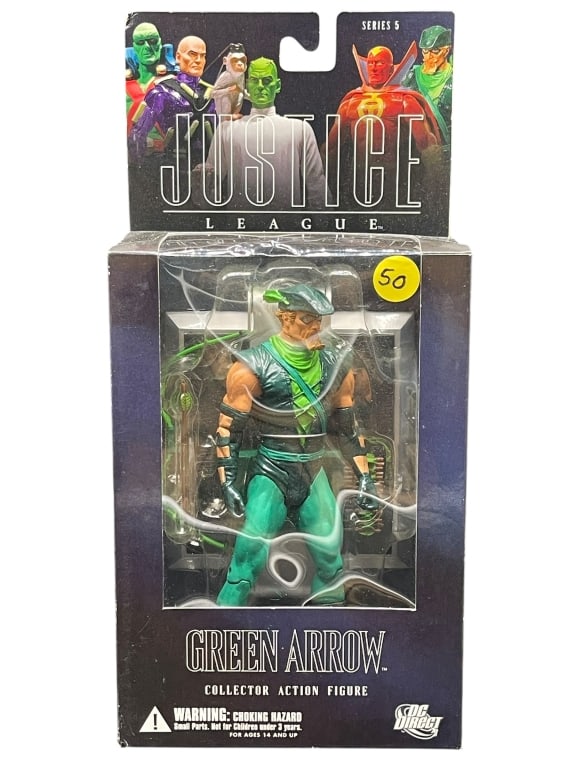 DC DIRECT GREEN ARROW COLLECTOR ACTION FIGURE WBOX: For ALTERNATE shipping quote or LOCAL PICK-UP DETAILS, please visit dejavuauctionshipping.com DC DIRECT JUSTICE LEAGUE SERIES 5 GREEN ARROW COLLECTOR ACTION FIGURE Highly collectible DC Direct action