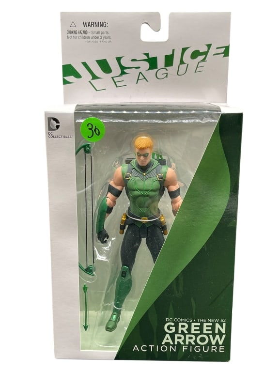 DC COMICS JUSTICE LEAGUE GREEN ARROW ACTION FIGURE: For ALTERNATE shipping quote or LOCAL PICK-UP DETAILS, please visit dejavuauctionshipping.com DC COLLECTIBLES JUSTICE LEAGUE GREEN ARROW ACTION FIGURE THE NEW 52 SERIES Highly detailed DC Collectibles