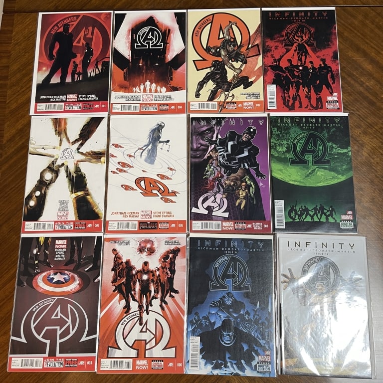 MARVEL NEW AVENGERS INFINITY COMIC LOT OF 12: For ALTERNATE shipping quote or LOCAL PICK-UP DETAILS, please visit dejavuauctionshipping.com MARVEL NEW AVENGERS INFINITY COMIC LOT OF 12 Lot of twelve Marvel comics from the **Marvel NOW era featuri