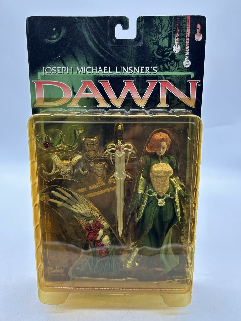 MCFARLANE 1999 JOSEPH LISNER'S DAWN ACTION FIGURE: For ALTERNATE shipping quote or LOCAL PICK-UP DETAILS, please visit dejavuauctionshipping.com MCFARLANE TOYS JOSEPH MICHAEL LINSNER’S DAWN COMIC BOOK ACTION FIGURE WITH SWORD AND ACCESSORIES Highly