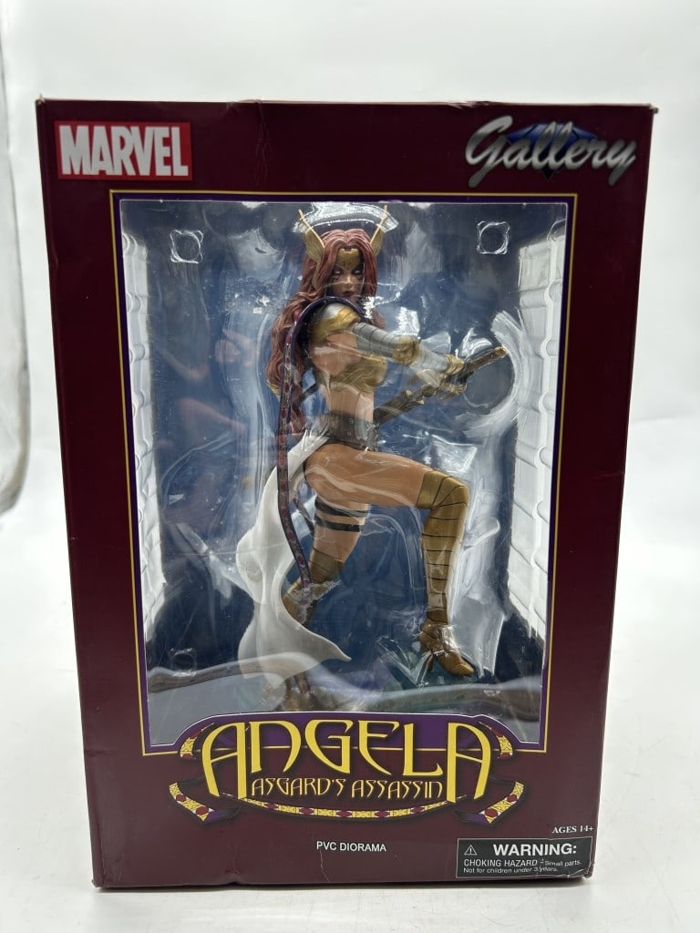MARVEL GALLERY ANGELA ASGARD'S ASSASSIN DIORAMA: For ALTERNATE shipping quote or LOCAL PICK-UP DETAILS, please visit dejavuauctionshipping.com MARVEL GALLERY ANGELA ASGARD'S ASSASSIN DIAMOND SELECT PVC DIORAMA STATUE Striking Marvel Gallery Angela: