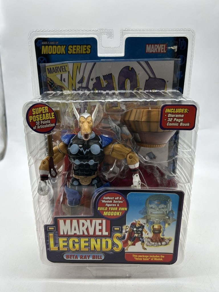 MARVEL LEGENDS BETA RAY BILL DIORAMA & COMIC SET: For ALTERNATE shipping quote or LOCAL PICK-UP DETAILS, please visit dejavuauctionshipping.com MARVEL LEGENDS BETA RAY BILL MODOK BUILD-A-FIGURE SERIES ACTION FIGURE WITH COMIC Classic Marvel Legends B