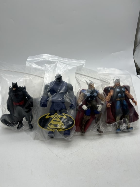 4 BATMAN DARKSEID THOR BETA RAY BILL DC MARVEL LOT: For ALTERNATE shipping quote or LOCAL PICK-UP DETAILS, please visit dejavuauctionshipping.com DC AND MARVEL SUPERHERO ACTION FIGURE LOT BATMAN DARKSEID THOR BETA RAY BILL Mixed DC Comics and Marvel Co