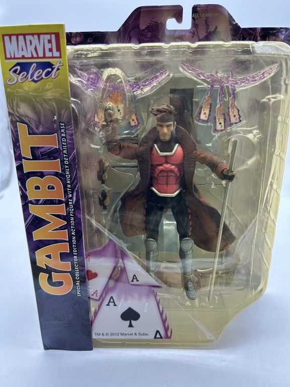 GAMBIT MARVEL SELECT X-MEN ACTION FIGURE WITH BASE: For ALTERNATE shipping quote or LOCAL PICK-UP DETAILS, please visit dejavuauctionshipping.com MARVEL SELECT GAMBIT REMY LEBEAU X-MEN ACTION FIGURE BY DIAMOND SELECT TOYS Highly detailed Marvel Select