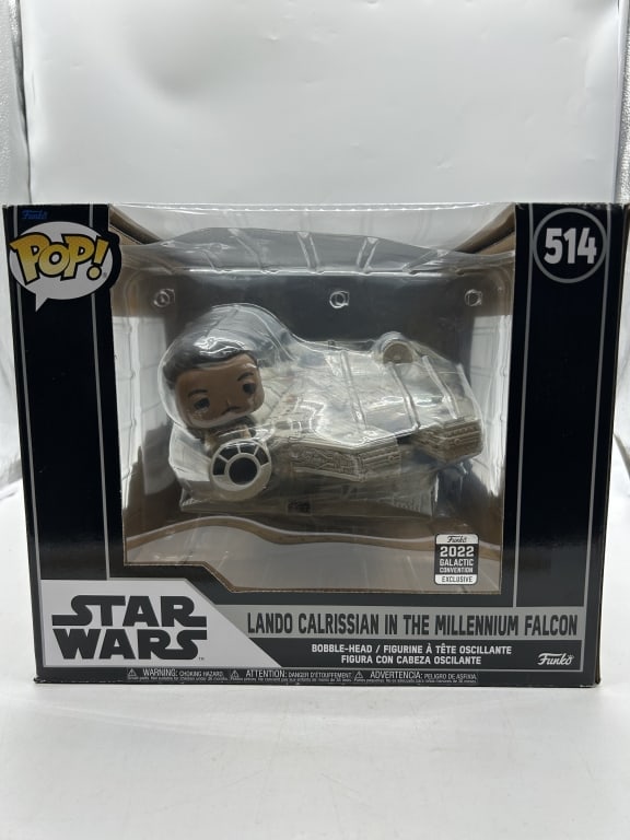 FUNKO POP STAR WARS LANDO CALRISSIAN #514 FIGURE: For ALTERNATE shipping quote or LOCAL PICK-UP DETAILS, please visit dejavuauctionshipping.com FUNKO POP! STAR WARS LANDO CALRISSIAN IN THE MILLENNIUM FALCON VINYL FIGURE #514 GALACTIC CONVENTION EXCLU