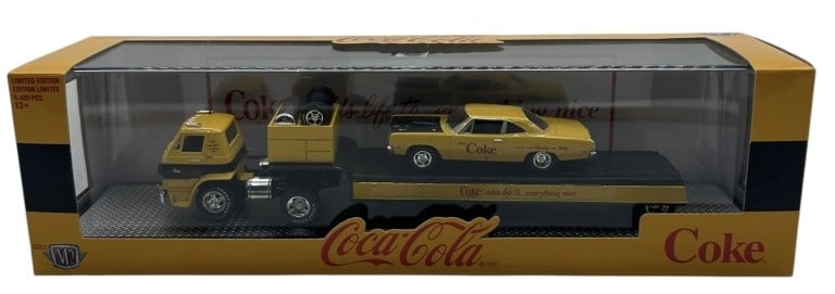 1958 COCA-COLA CHEVROLET APACHE DIECAST SET: For ALTERNATE shipping quote or LOCAL PICK-UP DETAILS, please visit dejavuauctionshipping.com MAISTO SPECIAL EDITION COCA-COLA 1958 CHEVROLET APACHE TRUCK & COKE DELIVERY TRACTOR TRAILER DIECAST SET C