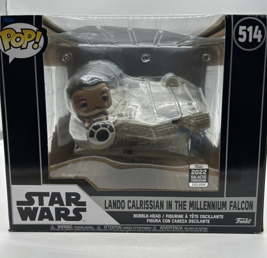 FUNKO POP STAR WARS LANDO CALRISSIAN #514 FIGURE: For ALTERNATE shipping quote or LOCAL PICK-UP DETAILS, please visit dejavuauctionshipping.com FUNKO POP! STAR WARS LANDO CALRISSIAN IN THE MILLENNIUM FALCON VINYL FIGURE #514 GALACTIC CONVENTION EXCLU
