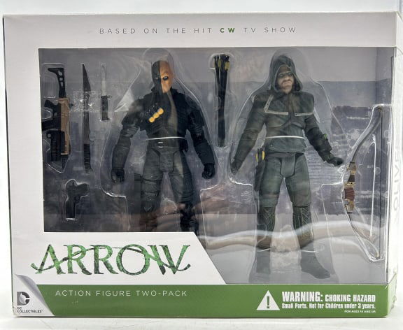 2-PACK ARROW TV SERIES ACTION FIGURE BOX SET: For ALTERNATE shipping quote or LOCAL PICK-UP DETAILS, please visit dejavuauctionshipping.com ARROW CW TV SERIES OLIVER QUEEN GREEN ARROW & DEATHSTROKE ACTION FIGURE SET Highly detailed action figure