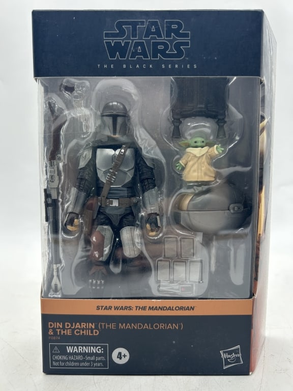 STAR WARS DIN DJARIN & THE CHILD ACTION FIGURE SET: For ALTERNATE shipping quote or LOCAL PICK-UP DETAILS, please visit dejavuauctionshipping.com STAR WARS THE MANDALORIAN BLACK SERIES DIN DJARIN & GROGU (THE CHILD) HASBRO ACTION FIGURE SET Official St