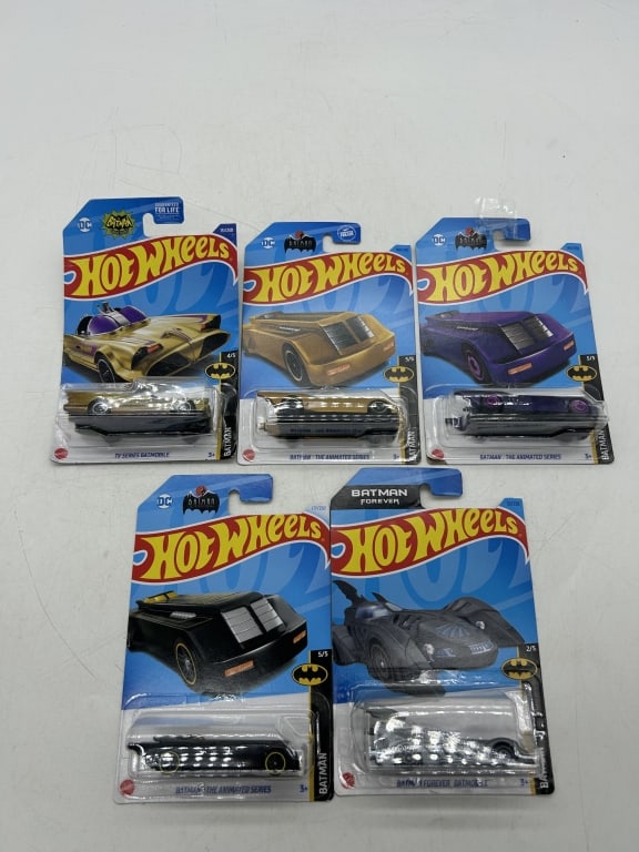 LOT OF 5 HOT WHEELS BATMAN BATMOBILE DIECAST CARS: For ALTERNATE shipping quote or LOCAL PICK-UP DETAILS, please visit dejavuauctionshipping.com HOT WHEELS BATMAN BATMOBILE COLLECTION LOT OF FIVE DIECAST CARS DC COMICS ANIMATED SERIES TV SERIES BATMAN