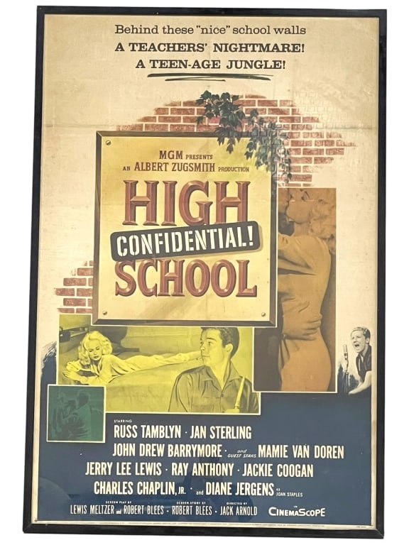 HIGH SCHOOL CONFIDENTIAL! OG 1958 MOVIE POSTER 41": *for alternative shipping options please go to www.dejavuauctionshipping.com -HIGH SCHOOL CONFIDENTIAL! ORIGINAL 1958 MGM MOVIE POSTER 27" X 41" -Original 1958 MGM one sheet movie poster for High Scho