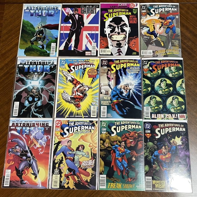 LOT OF 12 SUPERMAN & MARVEL COMIC BOOKS (1 of 2)
