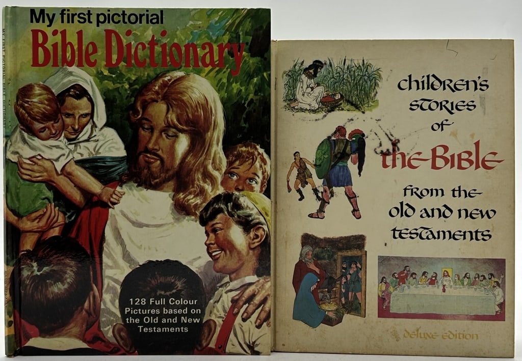 VINTAGE 1960s CHILDREN’S BIBLE BOOKS LOT: For ALTERNATE shipping quote or LOCAL PICK-UP DETAILS, please visit dejavuauctionshipping.com VINTAGE CHILDREN’S BIBLE BOOKS LOT PICTORIAL DICTIONARY & STORIES DELUXE EDITION A charming vintage lot