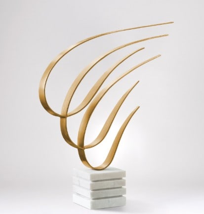 SWOOSH" MODERN IRON SCULPTURE ON MARBLE BASE 30 (1 of 3)