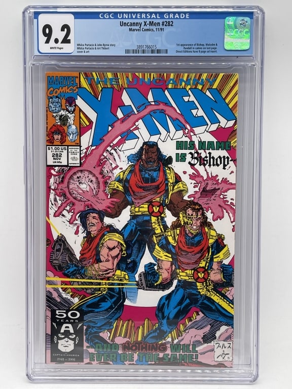 UNCANNY X-MEN #282 CGC 9.2 WHITE PAGES FIRST BISHP (1 of 3)