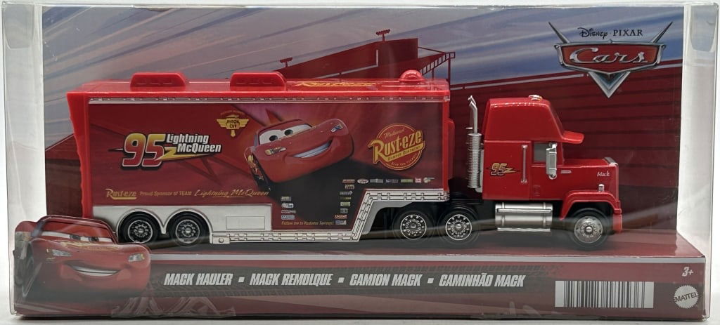 DISNEY CARS LIGHTNING MCQUEEN MACK HAULER DIECAST: For ALTERNATE shipping quote or LOCAL PICK-UP DETAILS, please visit dejavuauctionshipping.com DISNEY PIXAR CARS LIGHTNING MCQUEEN MACK HAULER TRUCK Official Disney Pixar Cars Mack Hauler transporter t