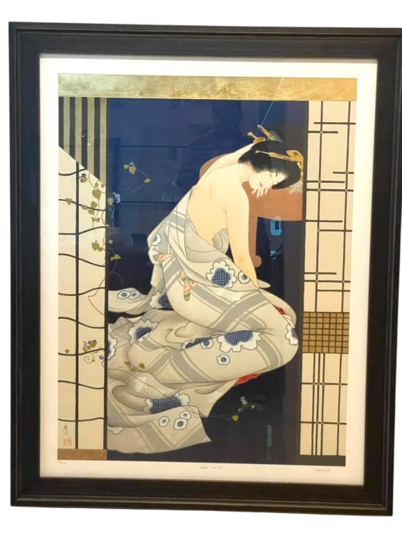 HARUYO MORITA LIMITED EDITION SERIGRAPH 50": HARUYO MORITA (B. 1945) LIMITED EDITION SERIGRAPH - "NATSU NO YO" -This impressive, large limited edition print is titled "Natsu no Yo" (Summer Night/World) by the renowned Japanese artist Haruyo Mori