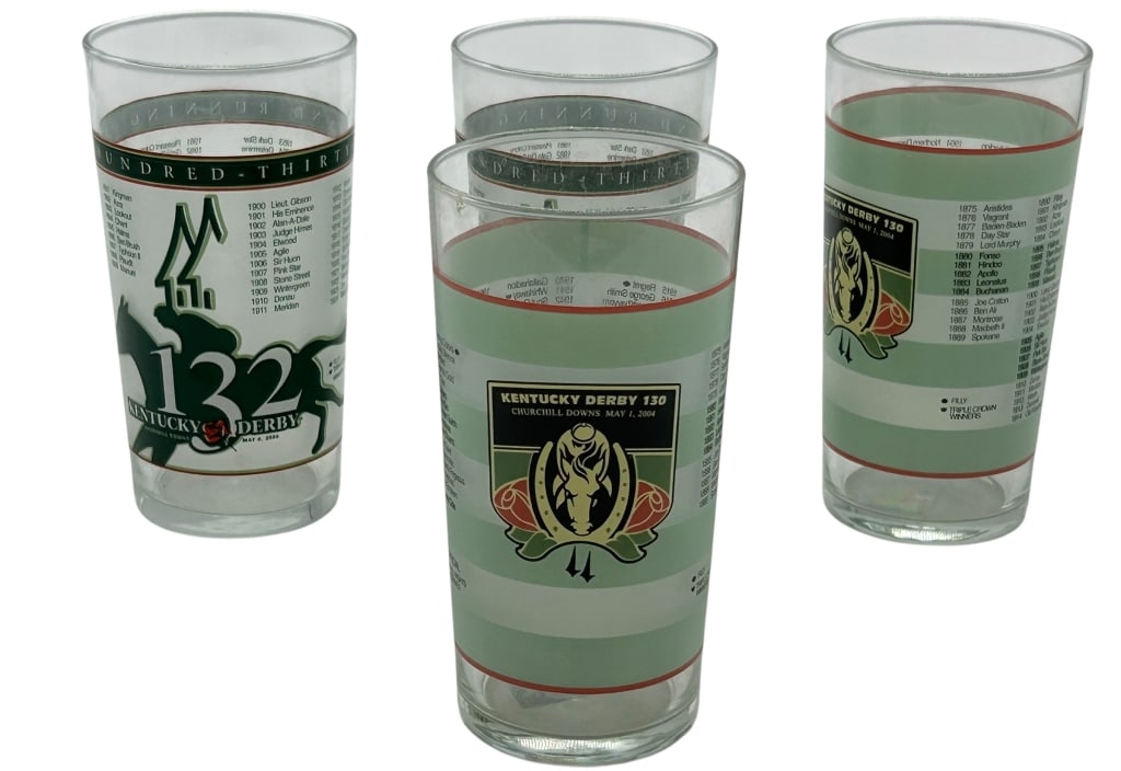 4 VINTAGE KENTUCKY DERBY COMMEMORATIVE GLASSES (1 of 6)
