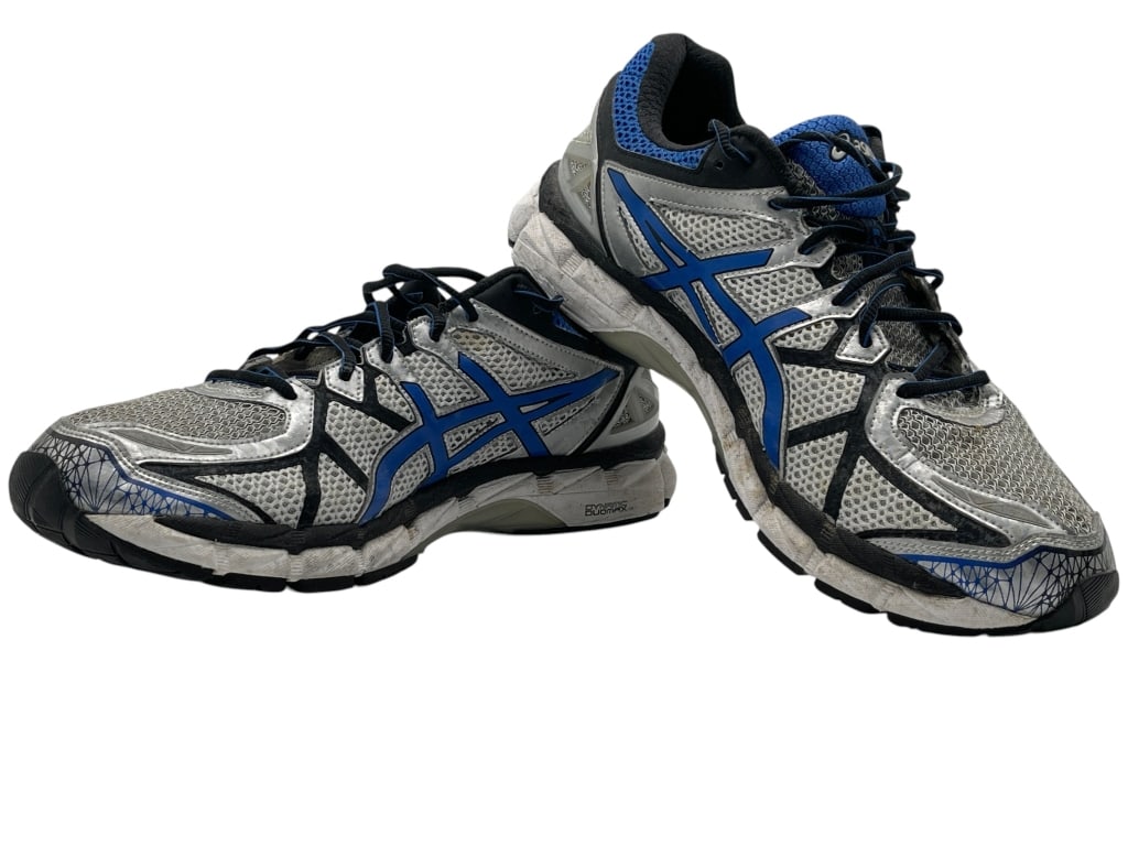 ASICS GEL-KAYANO RUNNING SHOES MENS SIZE 13: For ALTERNATE shipping quote or LOCAL PICK-UP DETAILS, please visit dejavuauctionshipping.comASICS GEL-KAYANO BLUE GRAY MESH RUNNING SNEAKERS SIZE 13Pre-owned pair of ASICS Gel-Kayano running shoes