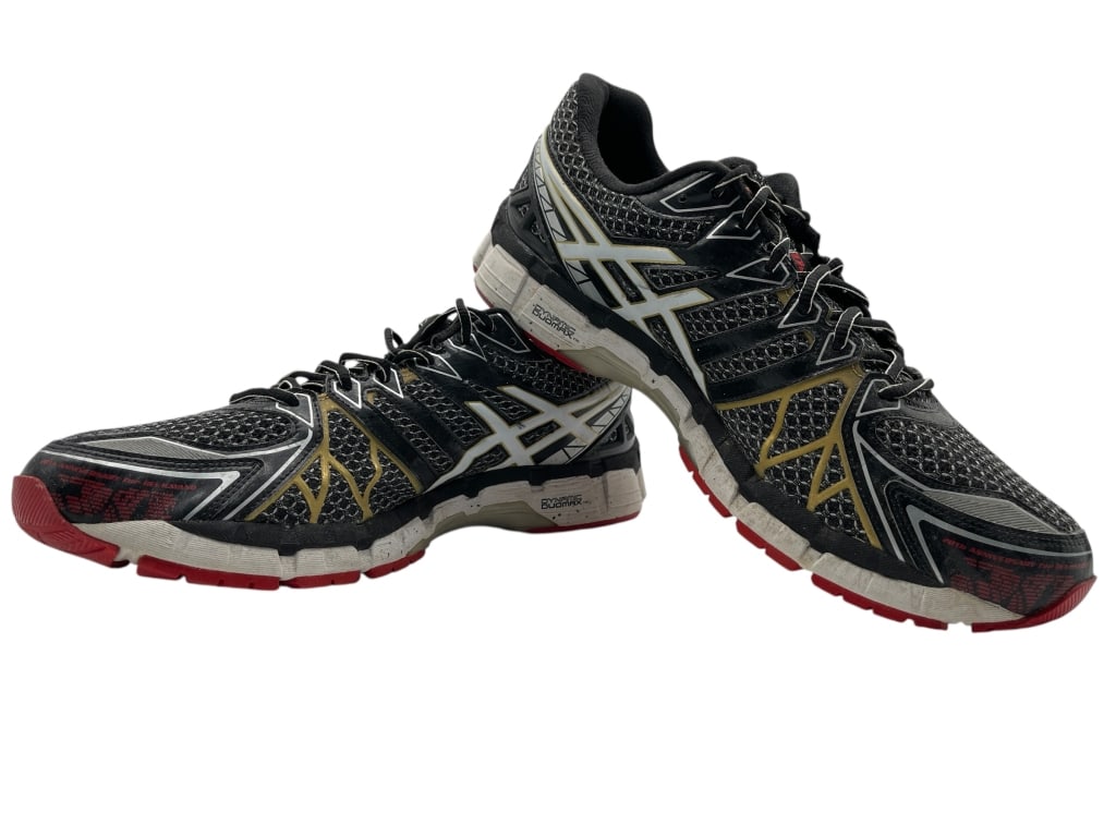 ASICS GEL-KAYANO RUNNING SHOES MENS SIZE 13.5: For ALTERNATE shipping quote or LOCAL PICK-UP DETAILS, please visit dejavuauctionshipping.comASICS GEL-KAYANO BLACK GRAY FLUIDFIT RUNNING SNEAKERS SIZE 13.5Pre-owned pair of ASICS Gel-Kayano running