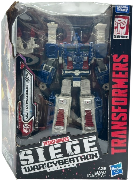 TRANSFORMERS ULTRA MAGNUS SIEGE WAR ACTION FIGURE: TRANSFORMERS SIEGE WAR FOR CYBERTRON ULTRA MAGNUS FIGURE Hasbro Takara Tomy Transformers Generations Siege War for Cybertron Trilogy Ultra Magnus figure, model WFC-S13, presented in original retail bo