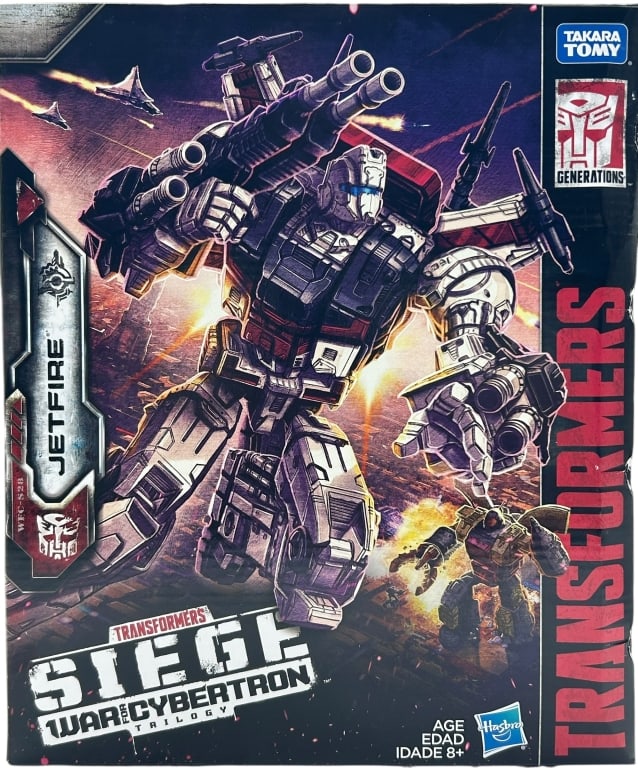 TRANSFORMERS SIEGE WAR CYBERTRON JETFIRE FIGURE: TRANSFORMERS SIEGE WAR FOR CYBERTRON JETFIRE FIGURE Hasbro Takara Tomy Transformers Generations Siege War for Cybertron Trilogy Jetfire figure, model WFC-S28, presented in original illustrated retail 