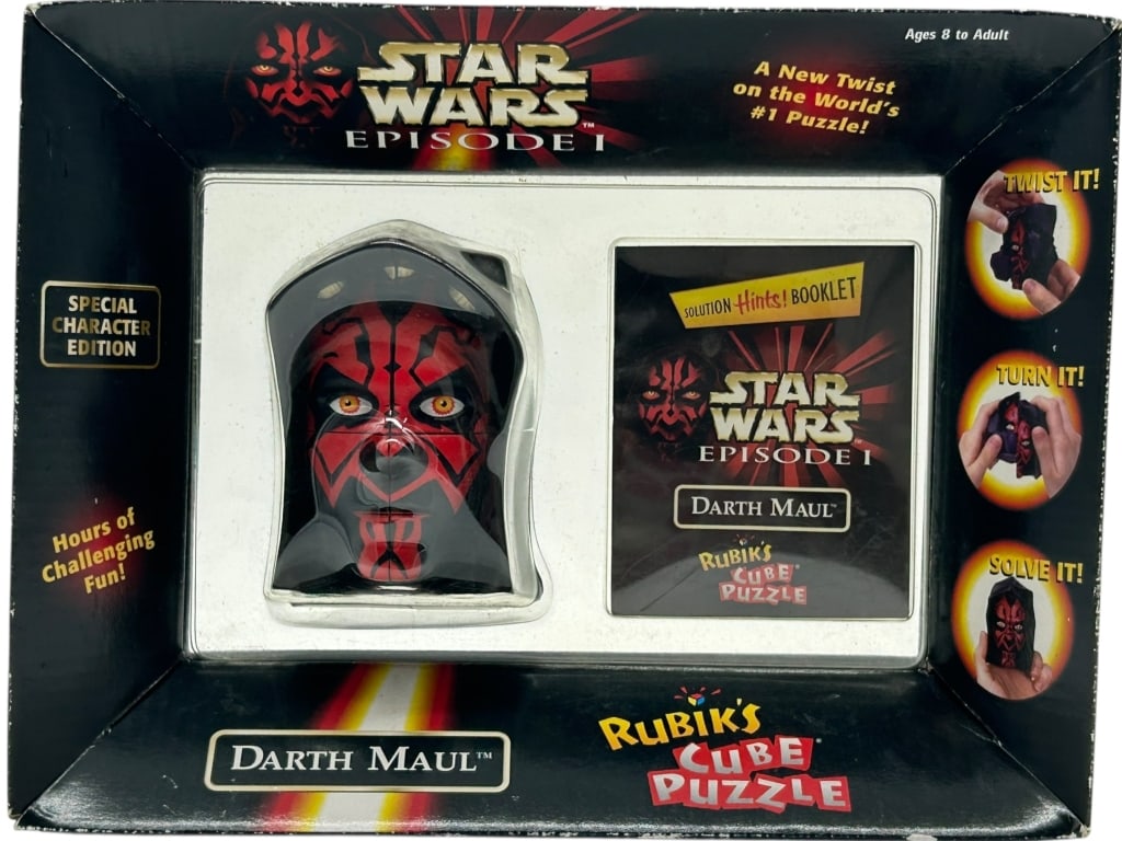 STAR WARS EP. 1 DARTH MAUL RUBIK'S CUBE PUZZLE: STAR WARS EPISODE I DARTH MAUL RUBIK'S CUBE PUZZLE SPECIAL CHARACTER EDITIONStar Wars Episode I Darth Maul Rubik’s Cube Puzzle Special Character Edition, a boxed novelty puzzle collectible