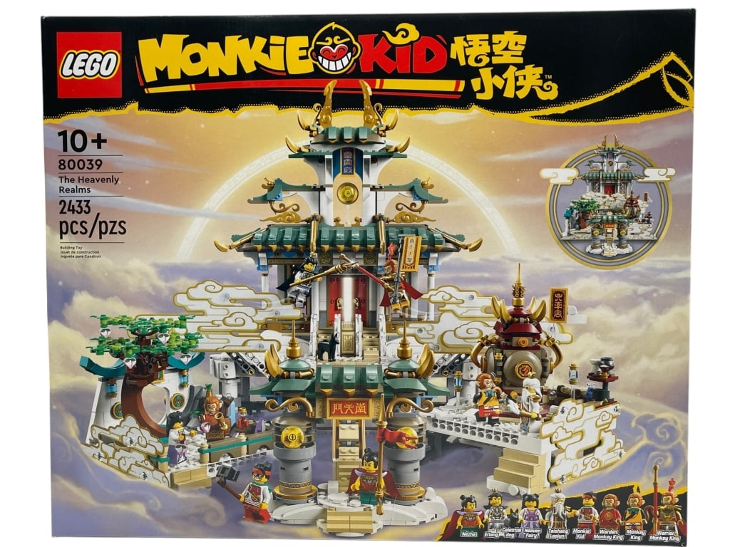LEGO MONKIE KID THE HEAVENLY REALMS SET #80039: For ALTERNATE shipping quote or LOCAL PICK-UP DETAILS, please visit dejavuauctionshipping.com LEGO Monkie Kid The Heavenly Realms Set #80039, an elaborate and highly collectible fantasy build featurin