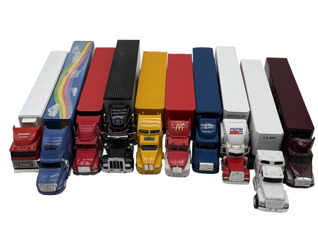 LOT OF 10 DIE CAST SEMI TRUCK TRAILERS COLLECTIBLE (1 of 13)