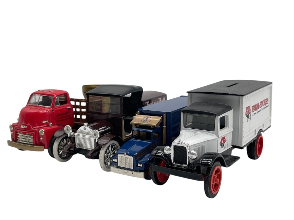 LOT OF 4 VINTAGE ADVERTISING DELIVERY TRUCKS (1 of 9)