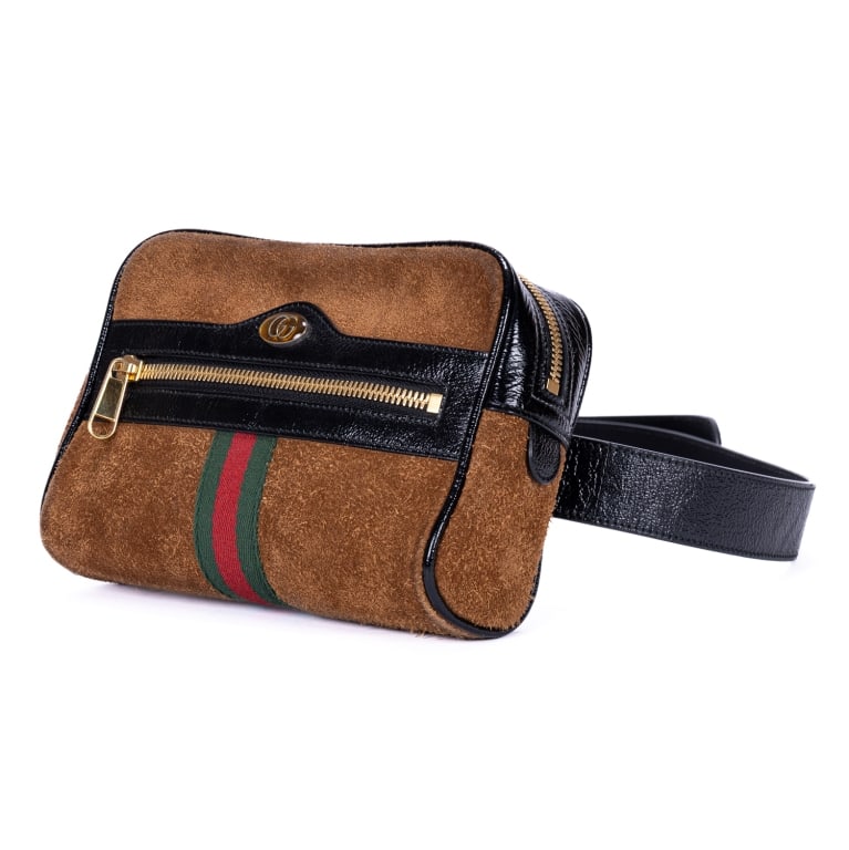 GUCCI WEB OPHIDIA BELT BAG S BROWN SUEDE BAG: Gucci Web Ophidia Belt Bag Small Brown Suede Leather Gold * COLOR: Brown * PRODUCTION CODE: 517076-486628 * INCLUDED: Belt Strap, Dustbag AB * CONDITION: 18*13*6cm * (3cm = 1inch approximately) * Luxu