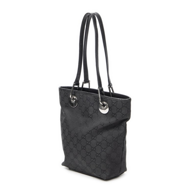 GUCCI SMALL ECLIPSE SHOPPING BLACK MONOGRAM BAG - 4