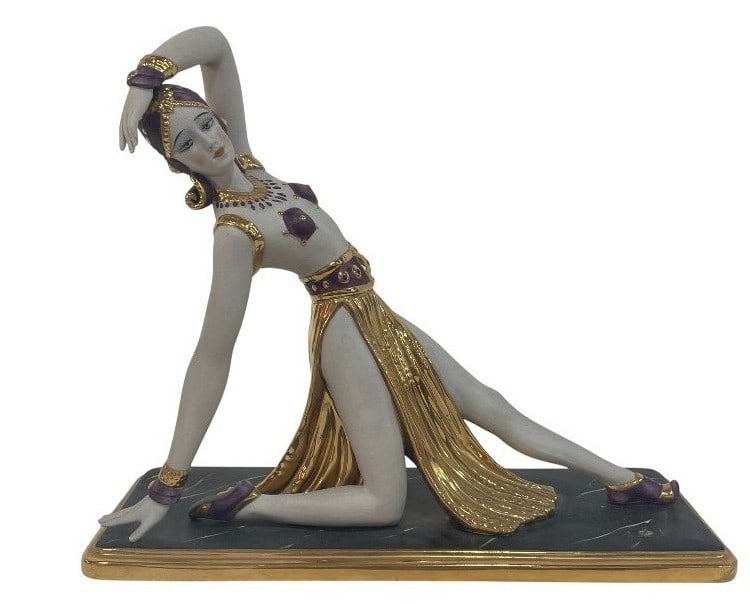 ESTER BASSANO KNEELING ART DECO FIGURINE 16": ****for competitive shipping options please go to www.dejavuauctionshipping.com-VINTAGE ESTER BASSANO KNEELING ART DECO REVIVAL DANCER FIGURINE-Very good pre owned condition-Approx 14"h x 16"w x