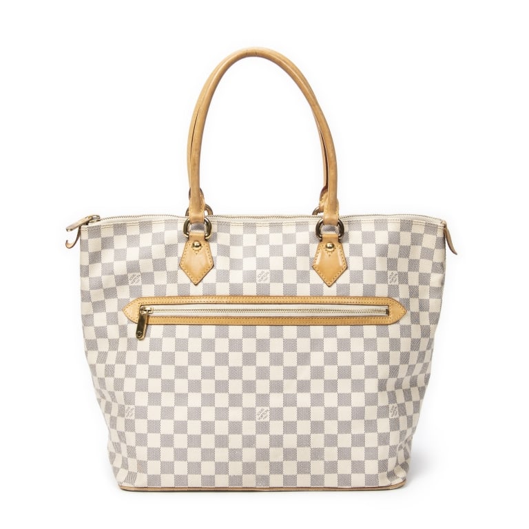 LOUIS VUITTON SALEYA GM IVORY DAMIER AZUR BAG: Louis Vuitton Saleya GM Ivory Damier Azur Golden Brass * COLOR: Ivory * PRODUCTION CODE: DU1077 (17th week of 2007) * INCLUDED: None AB * CONDITION: 35*34*22cm * (3cm = 1inch approximately) * Luxury b
