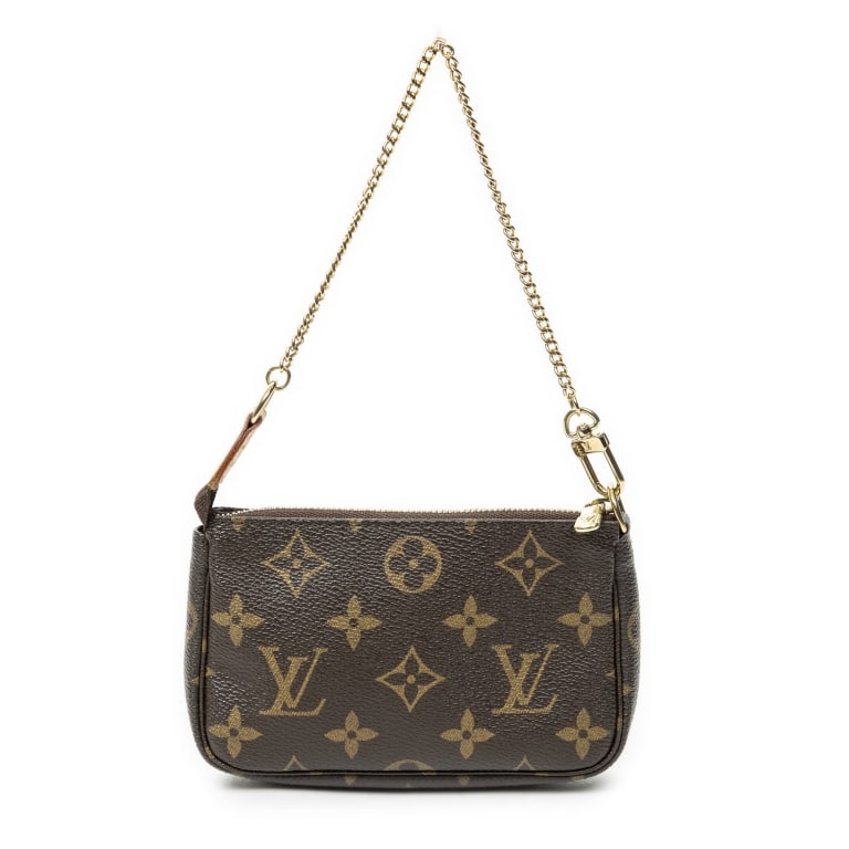 LOUIS VUITTON MINI POCHETTE BROWN MONOGRAM BAG: Louis Vuitton Mini Pochette Accessoires Brown Monogram Canvas Golden Brass * COLOR: Brown * PRODUCTION CODE: FL0016(January 2006) * INCLUDED: None A * CONDITION: 15*10*2cm * (3cm = 1inch approximately