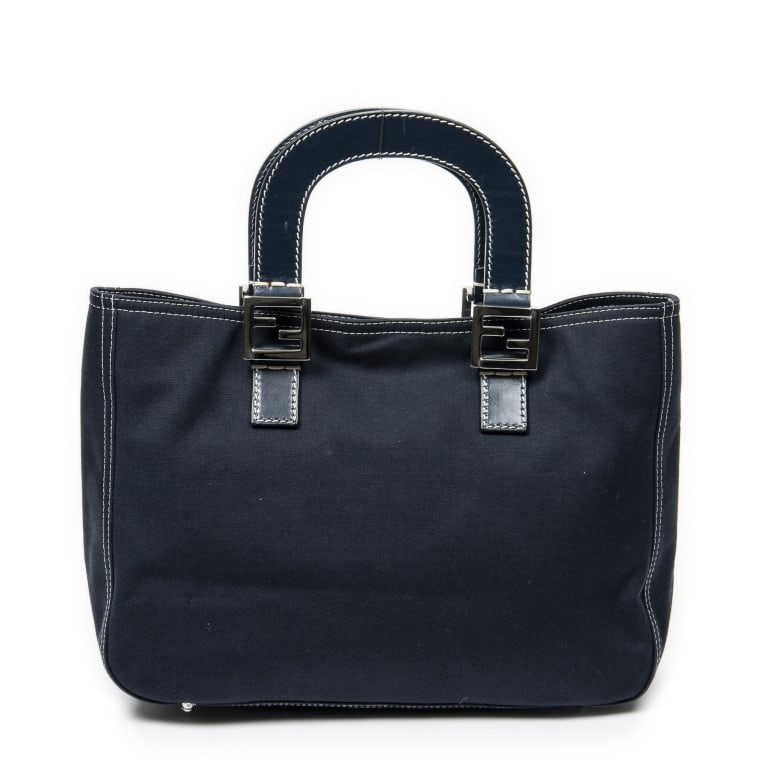 FENDI SMALL FF OPEN TOTE NAVY BAG (1 of 8)