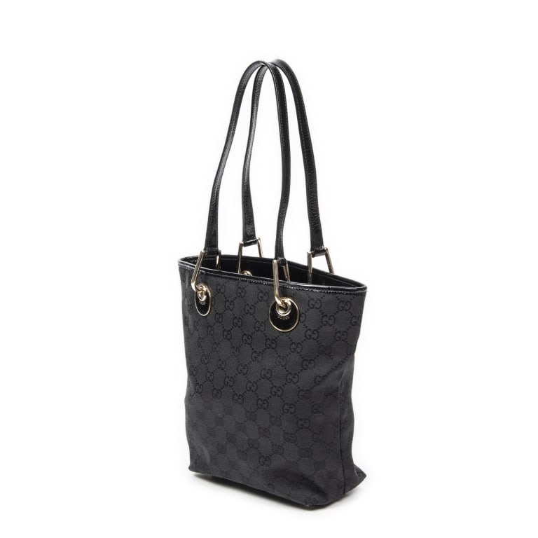 GUCCI SMALL ECLIPSE SHOPPING BLACK MONOGRAM BAG - 4