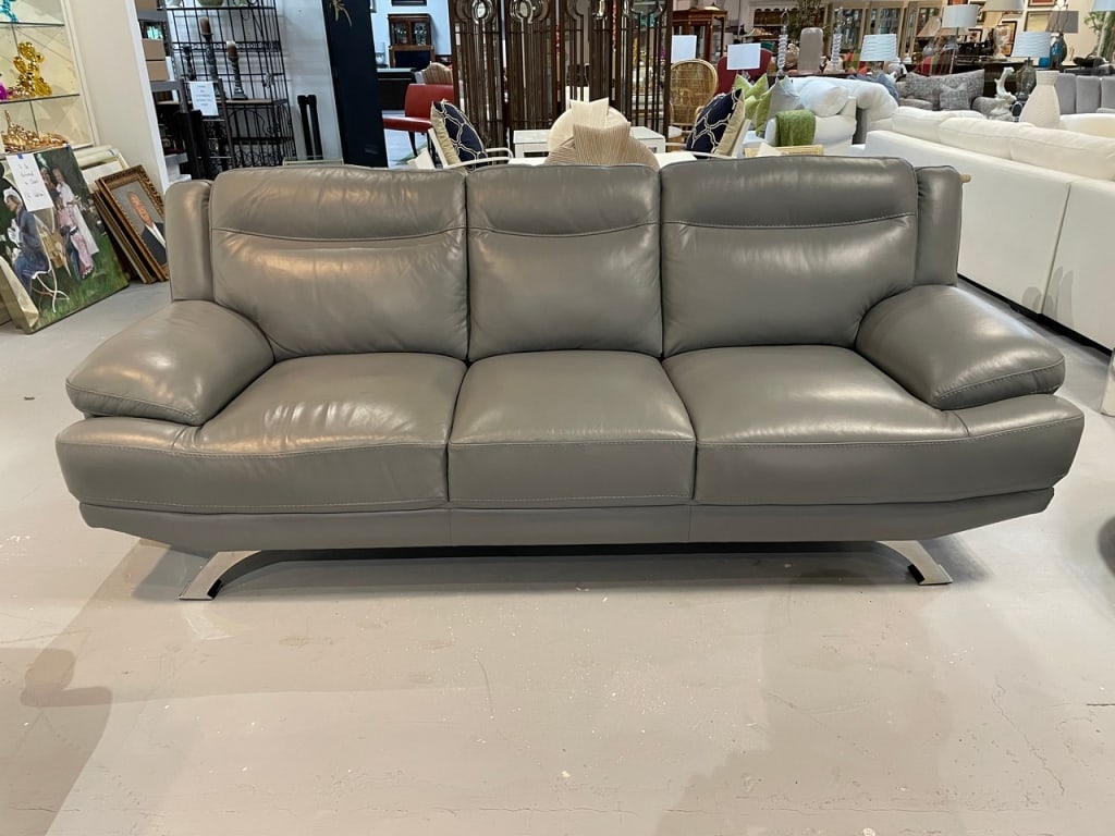 SOFIA VERGARA MODERN GRAY LEATHER SOFA 89" - 3