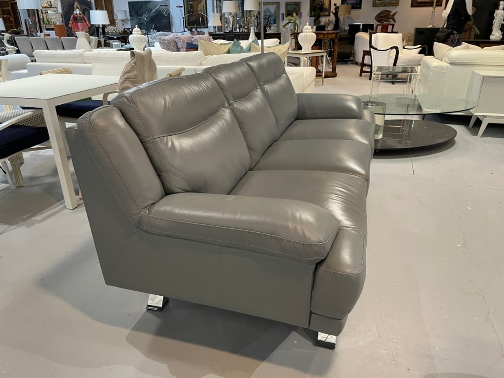 SOFIA VERGARA MODERN GRAY LEATHER SOFA 89" - 4