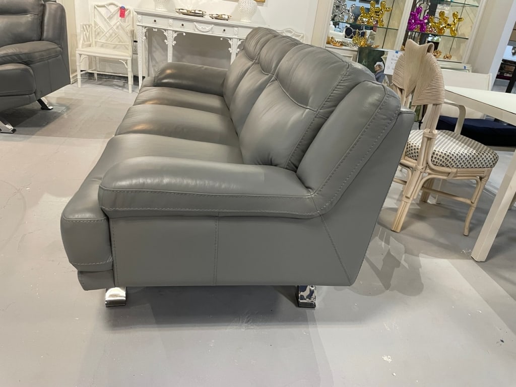 SOFIA VERGARA MODERN GRAY LEATHER SOFA 89" - 5