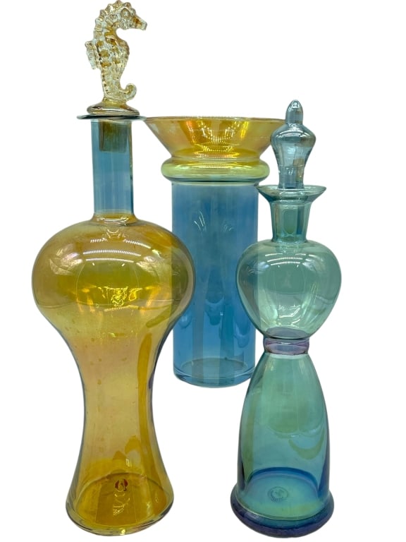 CRISTALLERIE ITALY ART GLASS DECANTERS & VASE 16" (1 of 11)