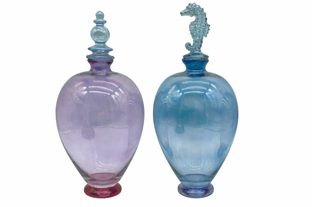 2 CRISTALLERIE ITALY ART GLASS DECANTERS 13" (1 of 6)