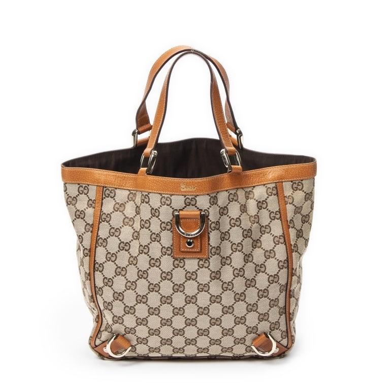 GUCCI SMALL ABBEY D-RING TOTE ORANGE MONOGRAM BAG: Gucci Small Abbey D-Ring Tote Orange/Beige Monogrammed Canvas Gold * COLOR: Orange/Beige * PRODUCTION CODE: 130739-002404 * INCLUDED: None A * CONDITION: 27*26*10cm * (3cm = 1inch approximately) * Lux