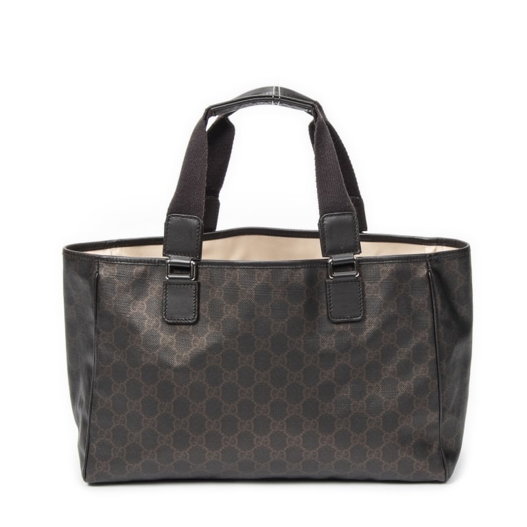 GUCCI OPEN TOTE DARK BROWN SUPREME COAT BAG (1 of 11)