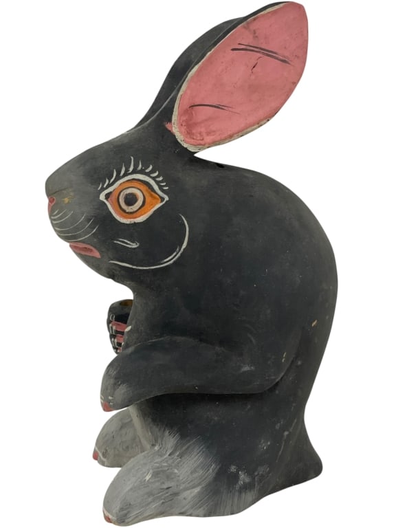 HAND CARVED WOOD RABBIT FOLK ART FIGURE 10" (1 of 6)